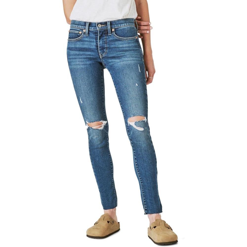 imageLucky Brand Womens Mid Rise Ava Super Skinny Velvet Jean in Dark MossConness Dest Ct