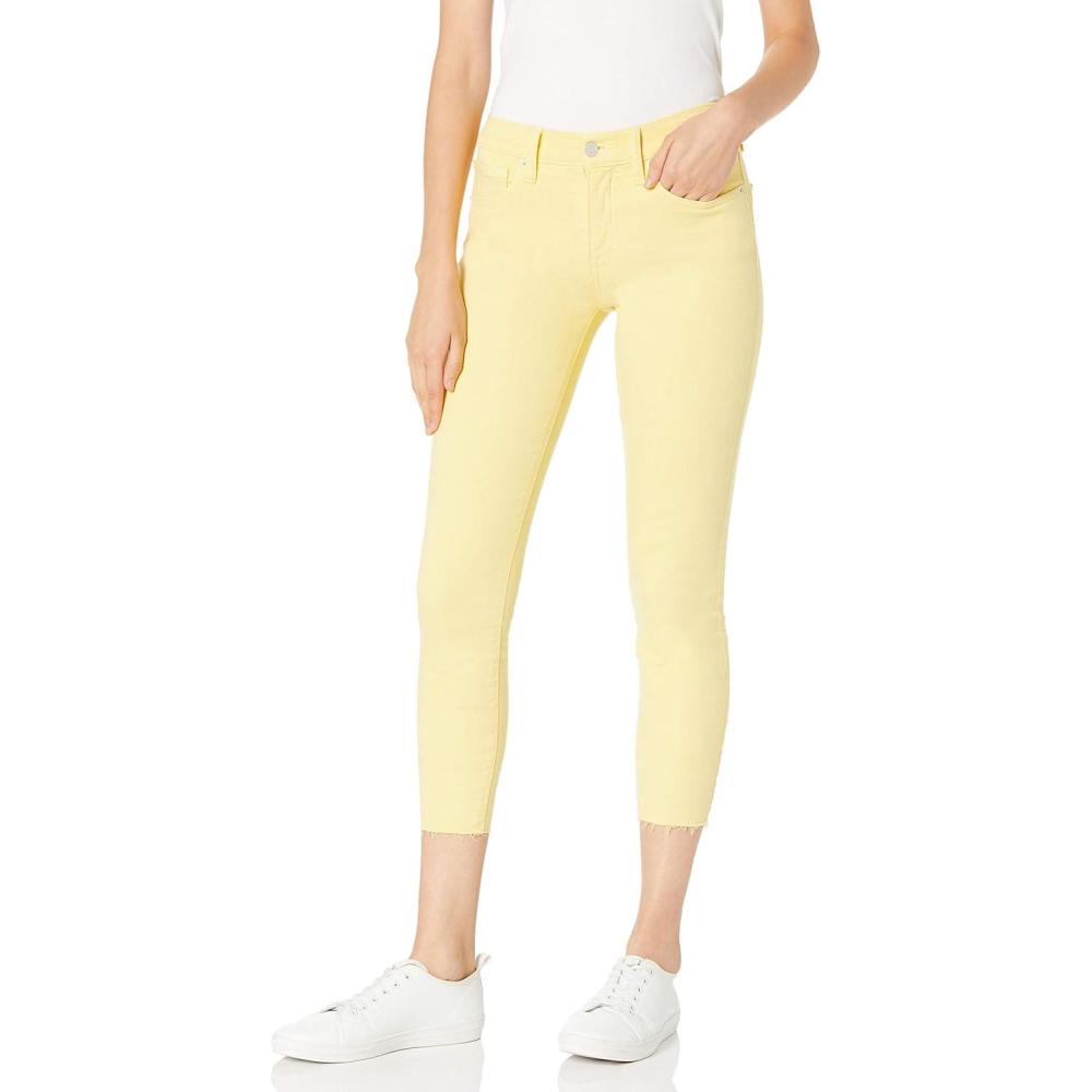imageLucky Brand Womens Mid Rise Ava Super Skinny Velvet Jean in Dark MossMellow Yellow