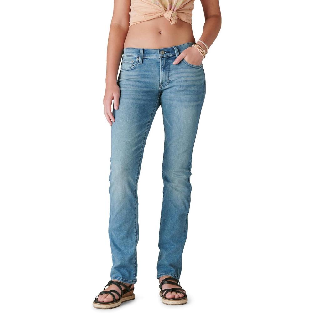 imageLucky Brand Womens Mid Rise Sweet Straight JeansGlass Mount
