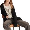 Lucky Brand Women’s Cable Crew Cardi(Dark Black)