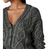 Lucky Brand Women’s Cable Stitch Cardigan(Black Heavy Acid Washed)