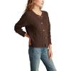 Lucky Brand womens Slouchy Cropped Cardi(Chocolate Torte)