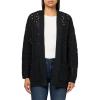 Lucky Brand Women’s Mixed Stitch Cardigan(Dark Black)