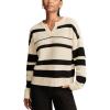Lucky Brand Women’s Notch Neck Pullover(Tofu/Black Stripe)