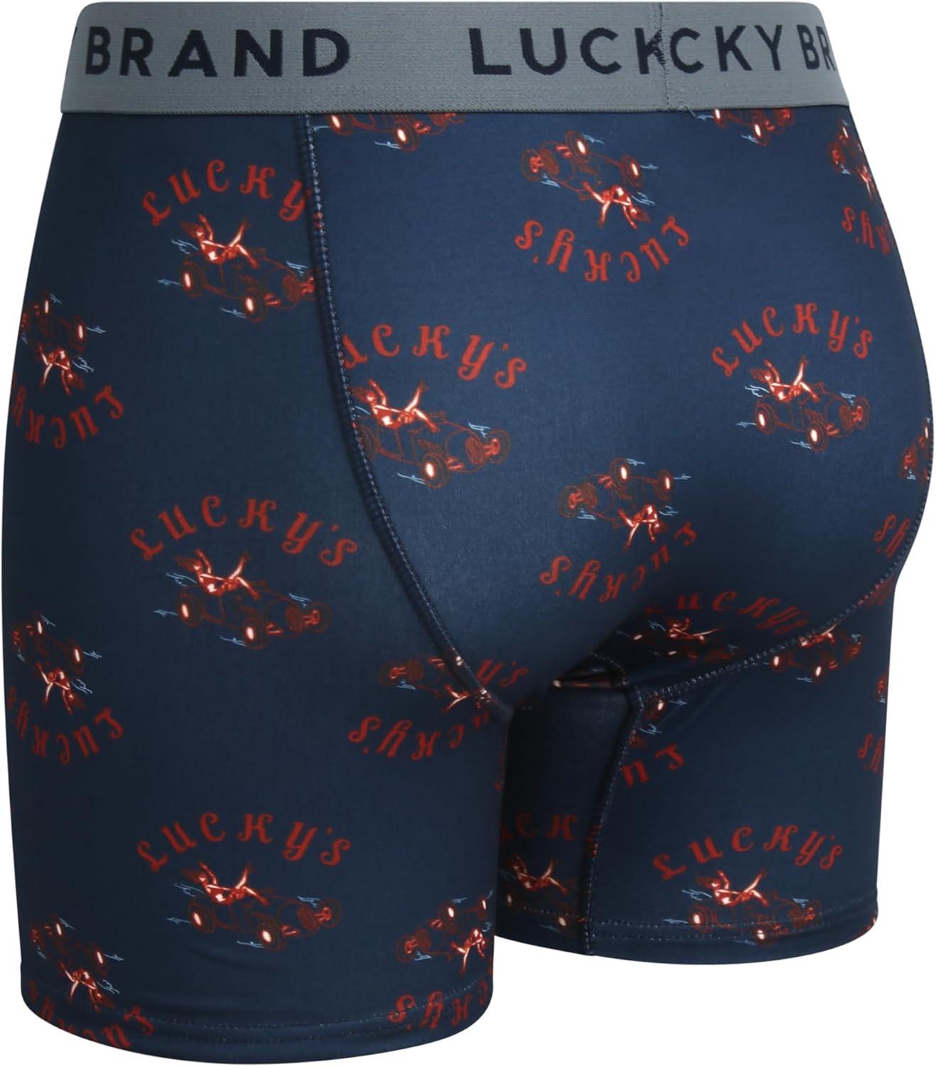 imageLucky Brand Mens Boxer Briefs 4 Pack Sport Soft Boxers for Men with No Fly Pouch Performance Mens Underwear Boxer BriefsDark GreyRed OchreTotal Eclipse PrintMedium Grey