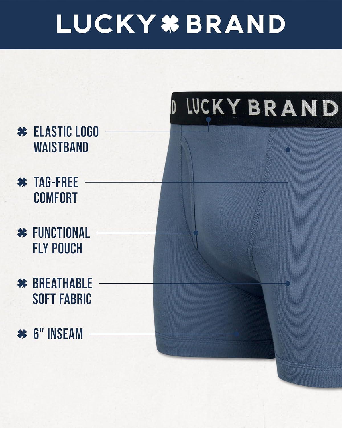imageLucky Brand Mens Boxer Briefs  6 Pack Classic Mens Underwear Boxer Briefs with Functional Fly  Soft Cotton Boxers for MenVintage IndigoIndigoEarth Red