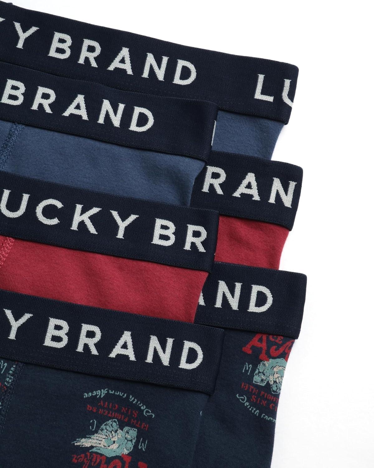 imageLucky Brand Mens Boxer Briefs  6 Pack Classic Mens Underwear Boxer Briefs with Functional Fly  Soft Cotton Boxers for MenVintage IndigoIndigoEarth Red