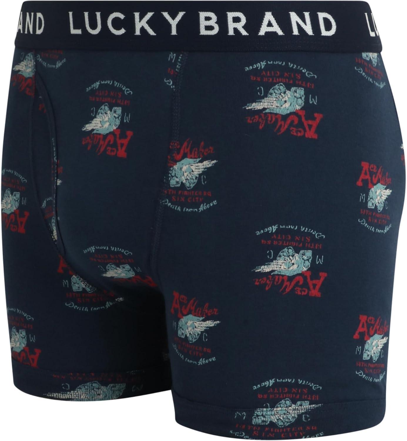 imageLucky Brand Mens Boxer Briefs  6 Pack Classic Mens Underwear Boxer Briefs with Functional Fly  Soft Cotton Boxers for MenVintage IndigoIndigoEarth Red