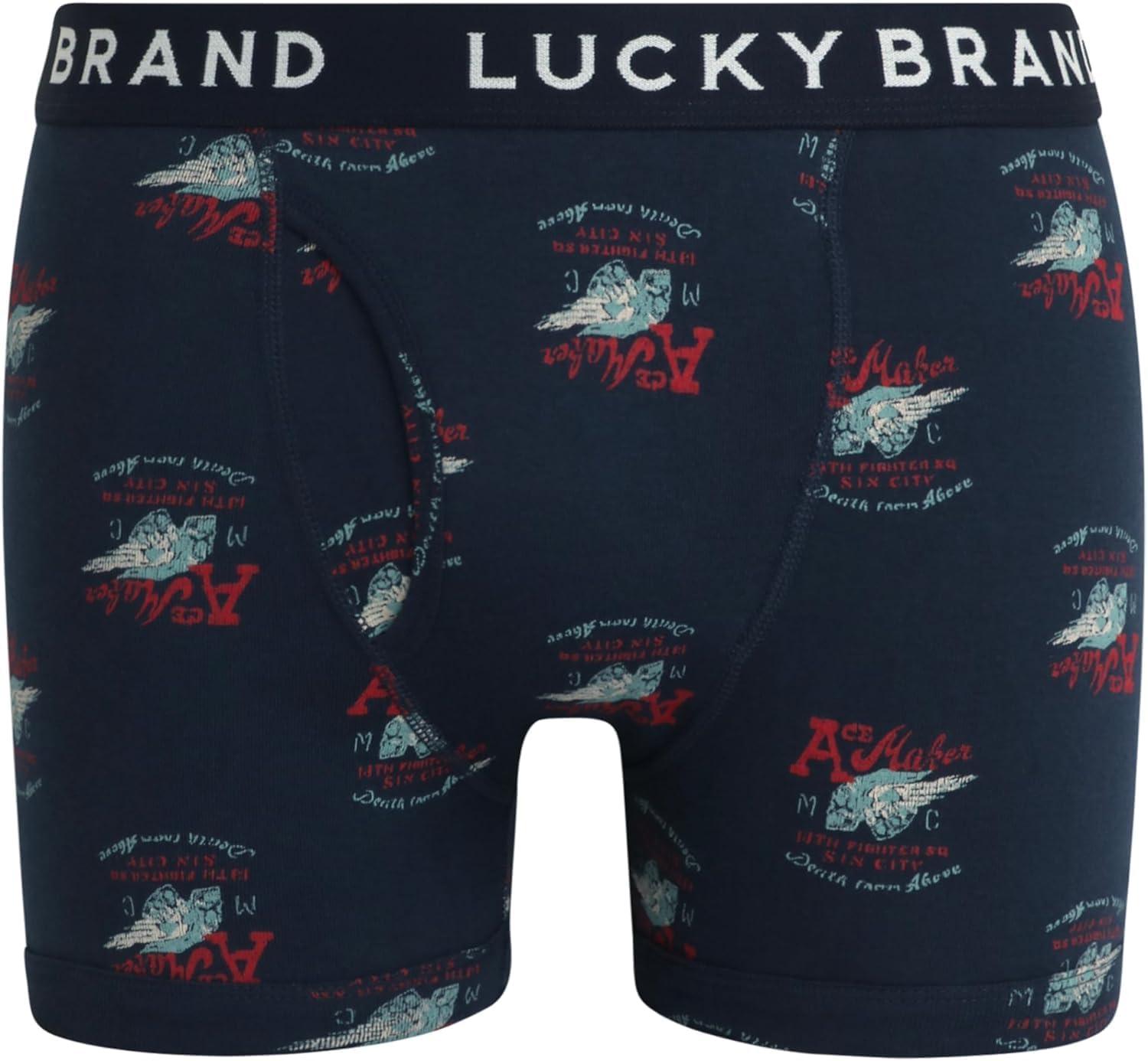 imageLucky Brand Mens Boxer Briefs  6 Pack Classic Mens Underwear Boxer Briefs with Functional Fly  Soft Cotton Boxers for MenVintage IndigoIndigoEarth Red