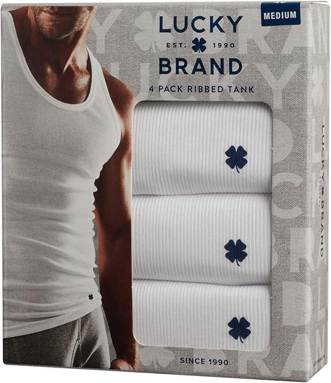 imageLucky Brand Mens Tank Top Undershirt  4 Pack Breathable Cotton Mens Undershirts  Tagless Sleeveless Shirts for Men SXLWhite