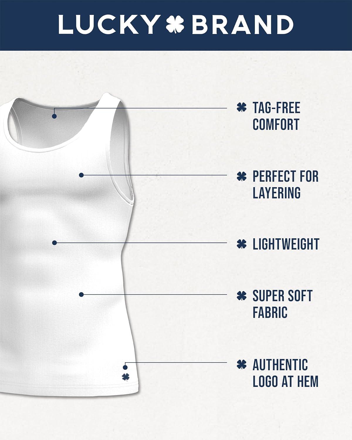 imageLucky Brand Mens Tank Top Undershirt  4 Pack Breathable Cotton Mens Undershirts  Tagless Sleeveless Shirts for Men SXLWhite