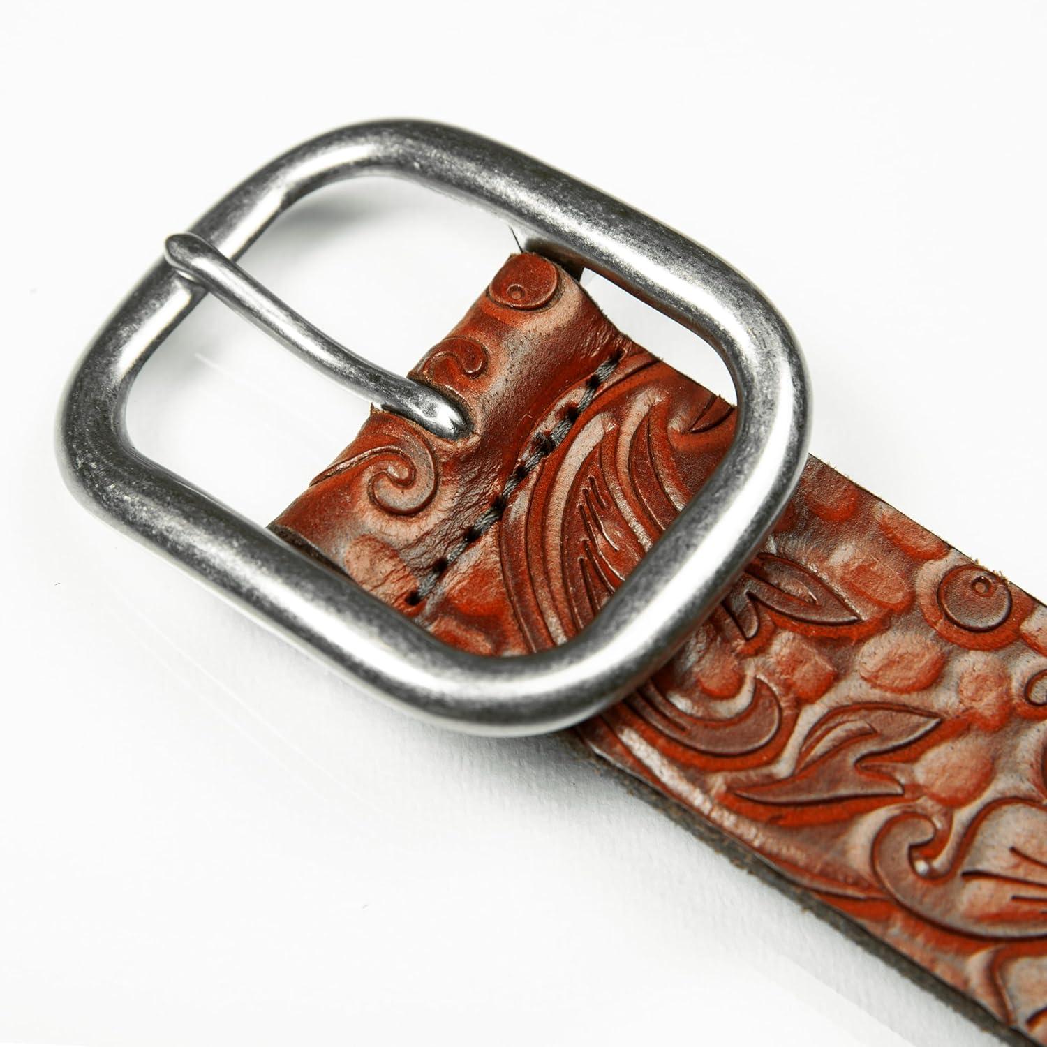 imageLucky Brand Womens Embroidered Leather Belt  Stylish  Classic  WesternInspired  American Heritage  Jean  PantFloral Debossed  Tan