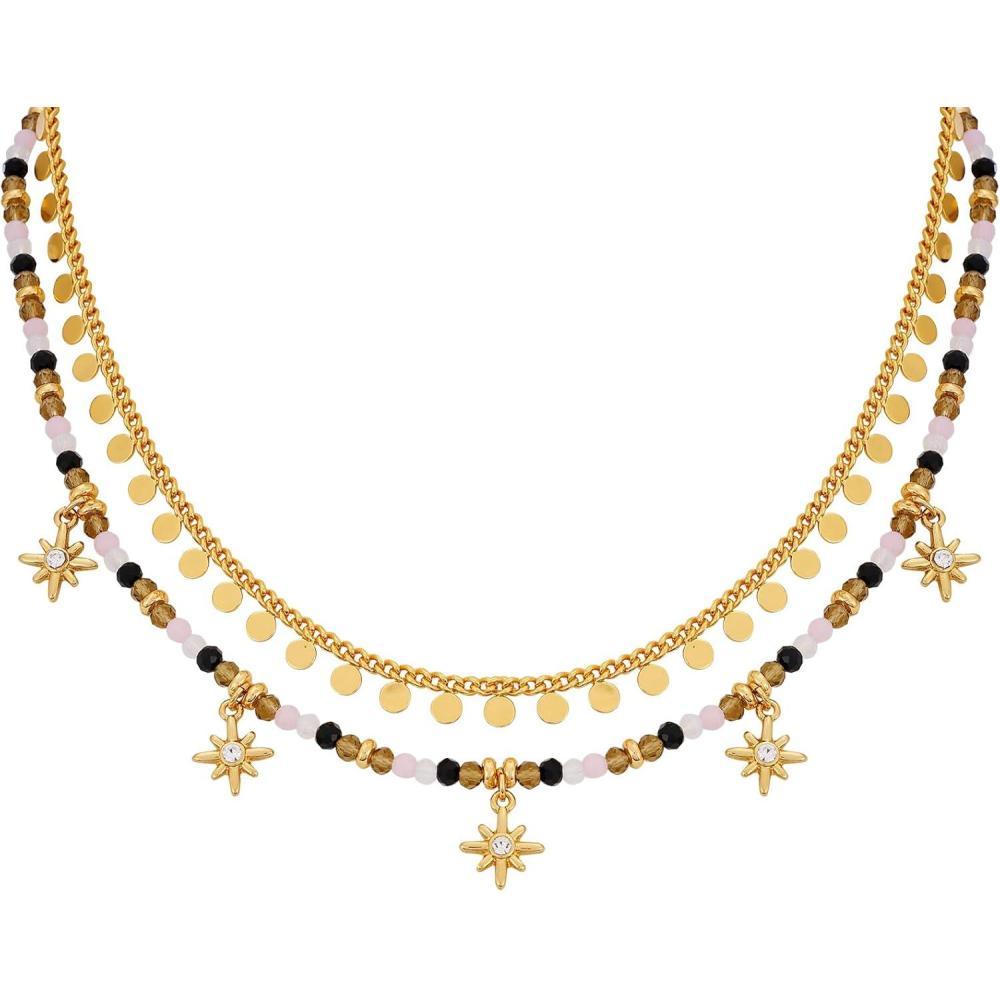 imageLucky Brand 2 Layer Trendy Metal Dangle And Beaded Necklace