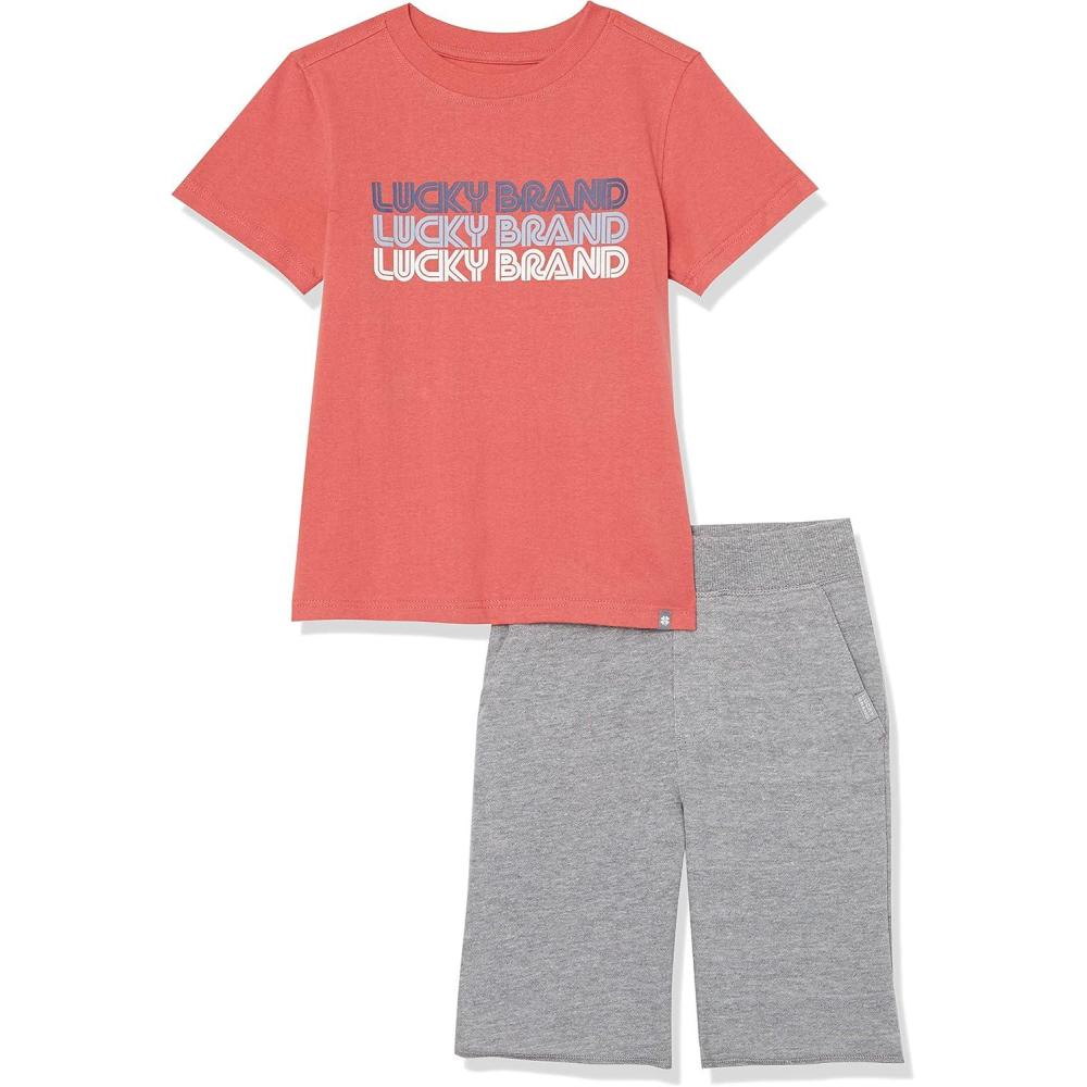 imageLucky Brand Boys 2 Pieces Short SetMineral RedHeather