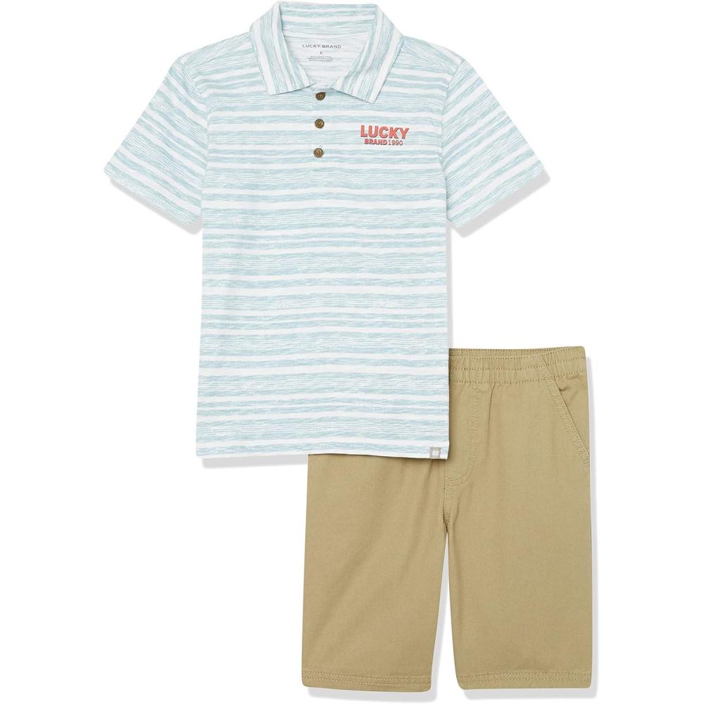 imageLucky Brand Boys 2 Pieces Short SetTealCloud DancerBritish Khaki