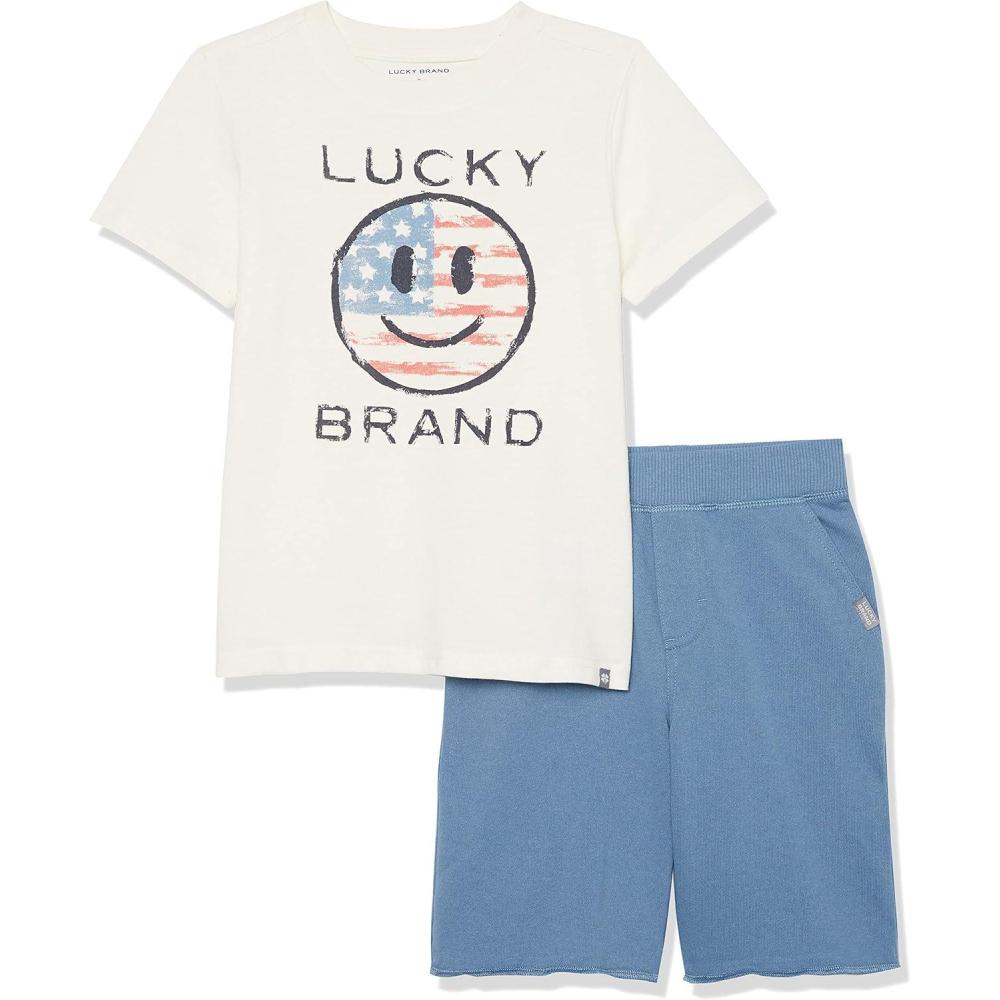 imageLucky Brand Boys 2 Pieces Short SetVanilla IceCoronet Blue