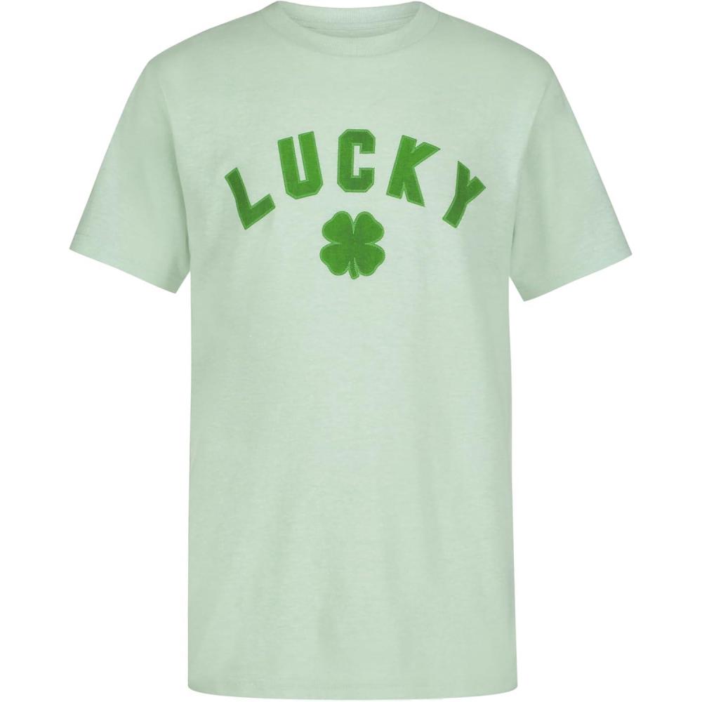 imageLucky Brand Boys Short Sleeve Graphic Crew Neck TShirt Soft Comfortable Relaxed FitLucky Clover Lichen Heather