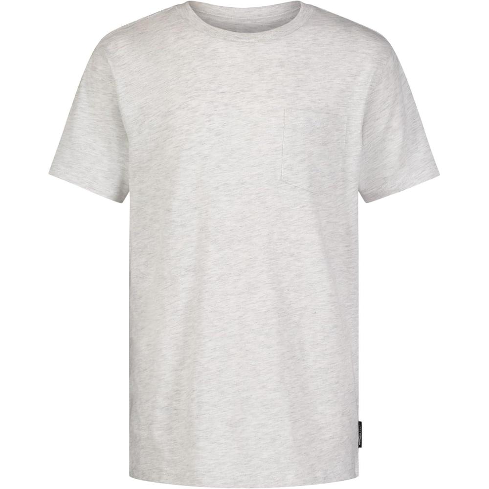 imageLucky Brand Boys Short Sleeve Slub Pocket Crew Neck TShirt Soft Comfortable Relaxed FitOat Heather