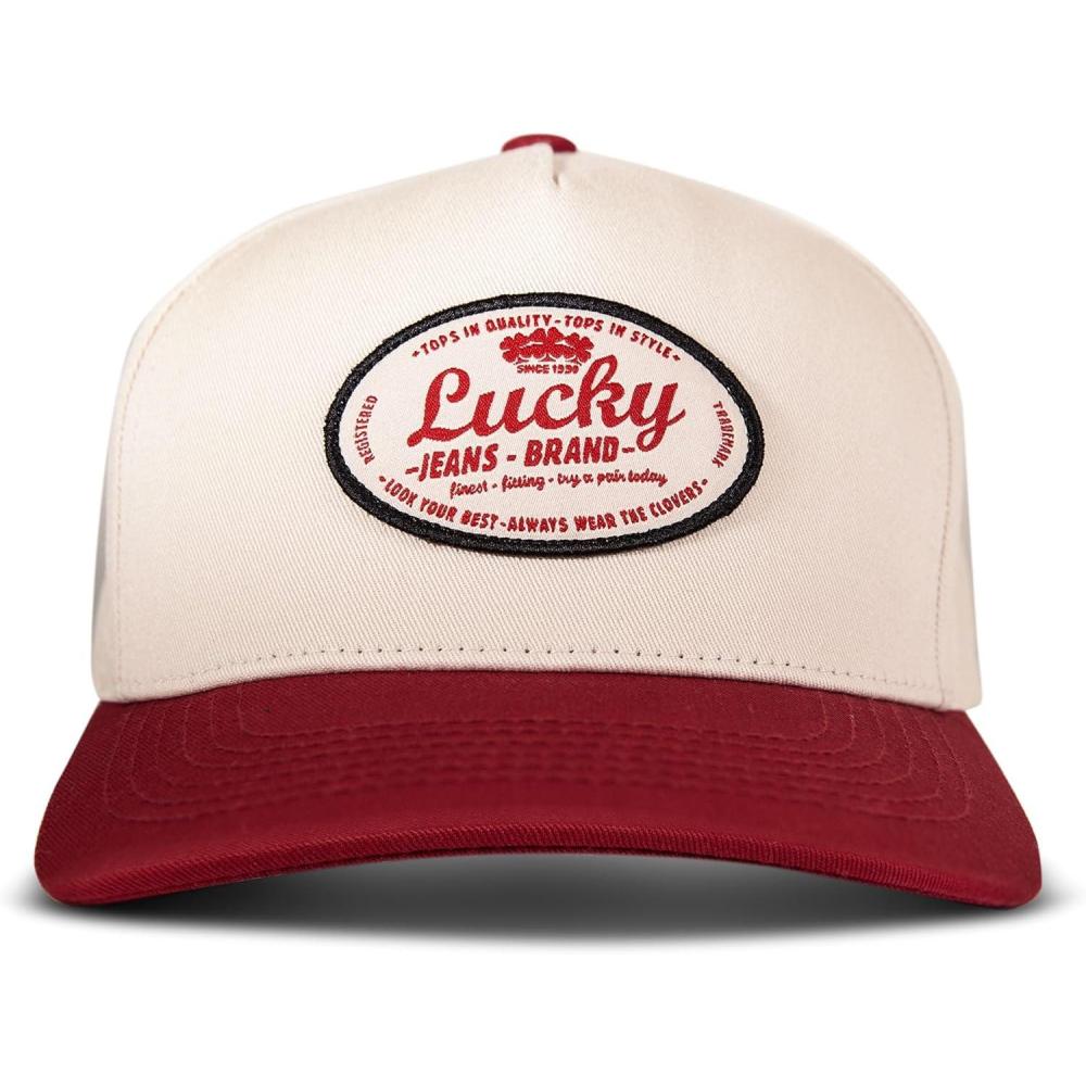 imageLucky Brand Classic Cotton Adjustable  Dad Hat  Baseball Cap  Fishing  Low Profile  5 Panel DesignJeans Patch  Natural