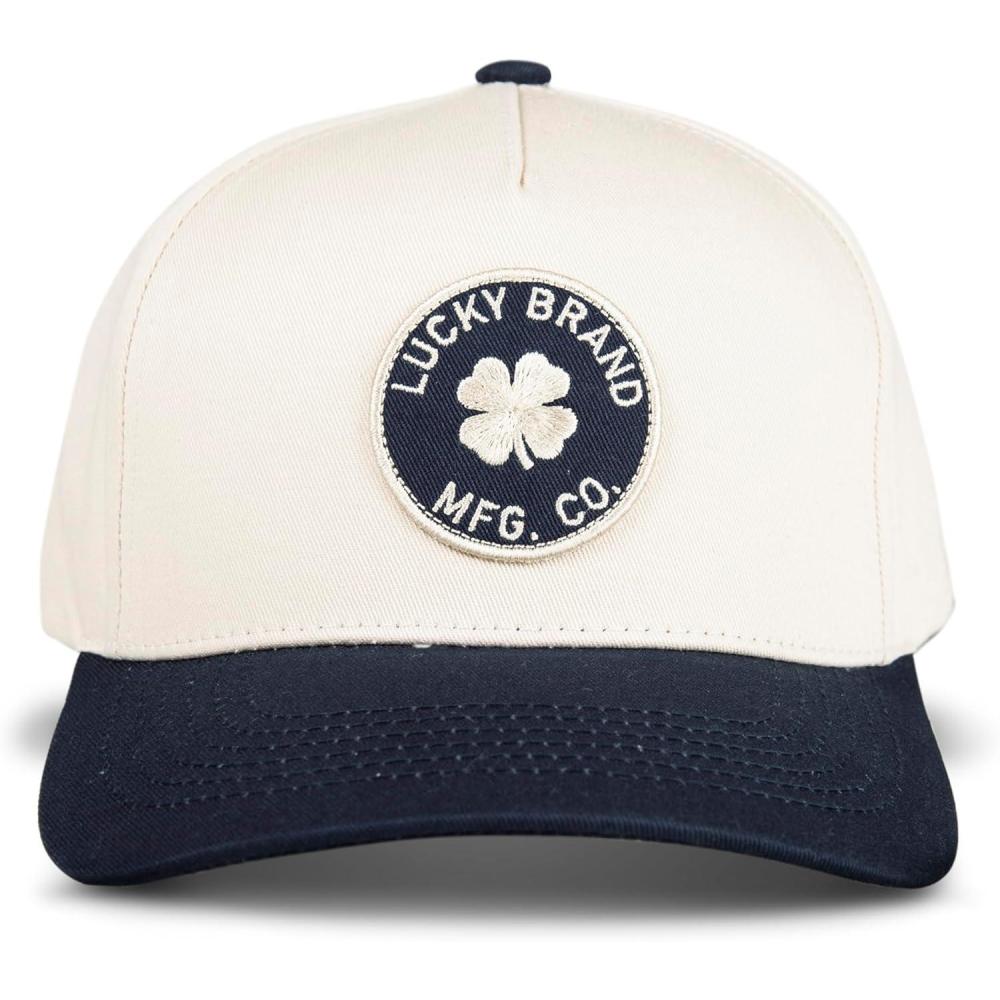 imageLucky Brand Classic Cotton Adjustable  Dad Hat  Baseball Cap  Fishing  Low Profile  5 Panel DesignMfg Co Patch  Ivory
