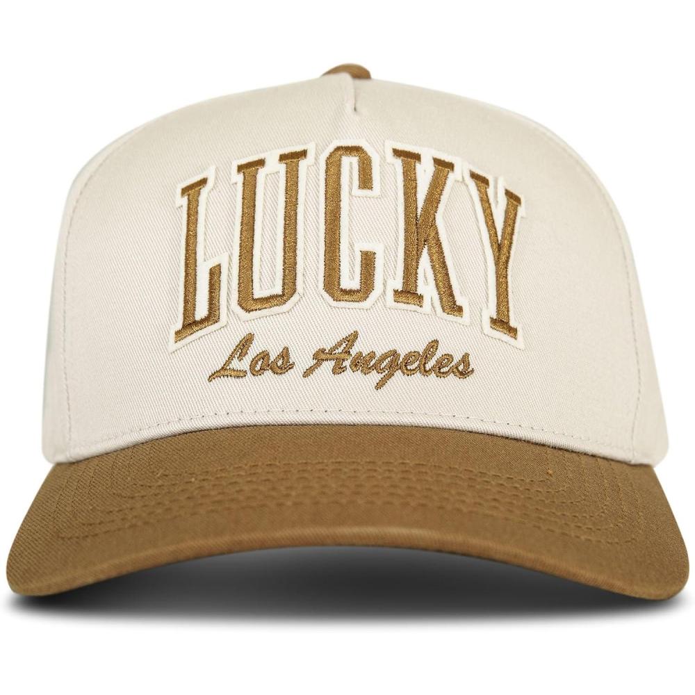 imageLucky Brand Classic Cotton Adjustable  Dad Hat  Baseball Cap  Fishing  Low Profile  5 Panel DesignVarsity  Tan
