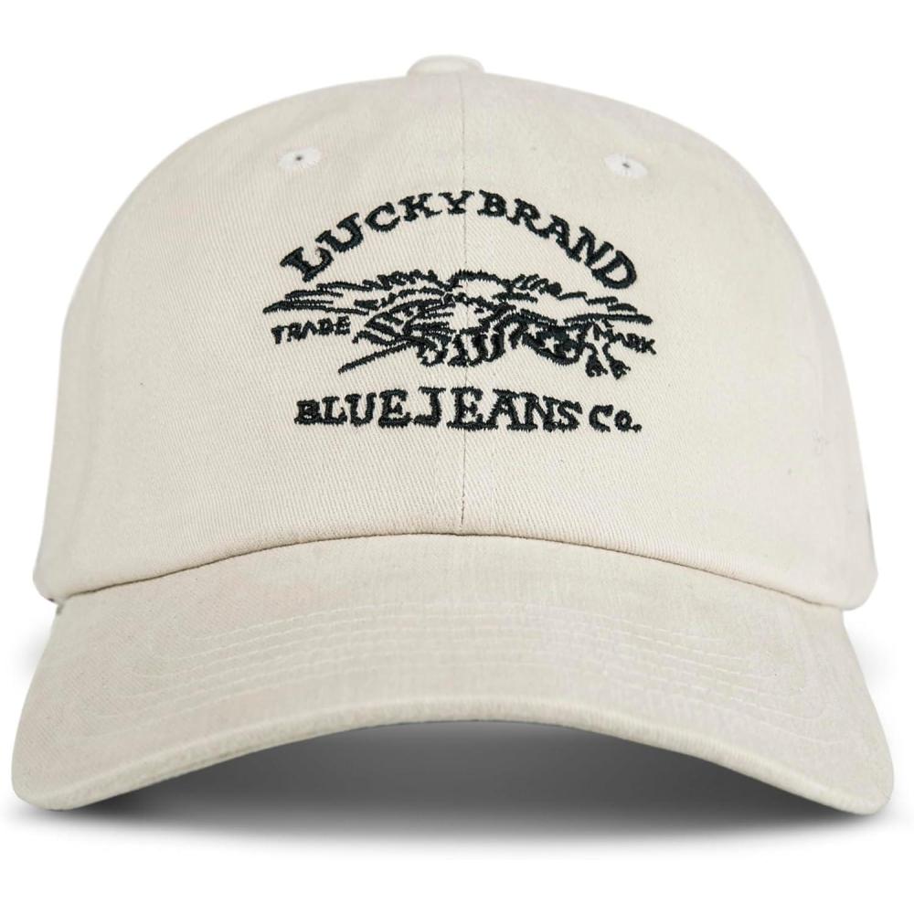 imageLucky Brand Classic Cotton Hat  Adjustable  Dad Hat  Baseball Cap  Golf  Fishing  Low Profile  5 Panel DesignBlue Jeans Co  Cream