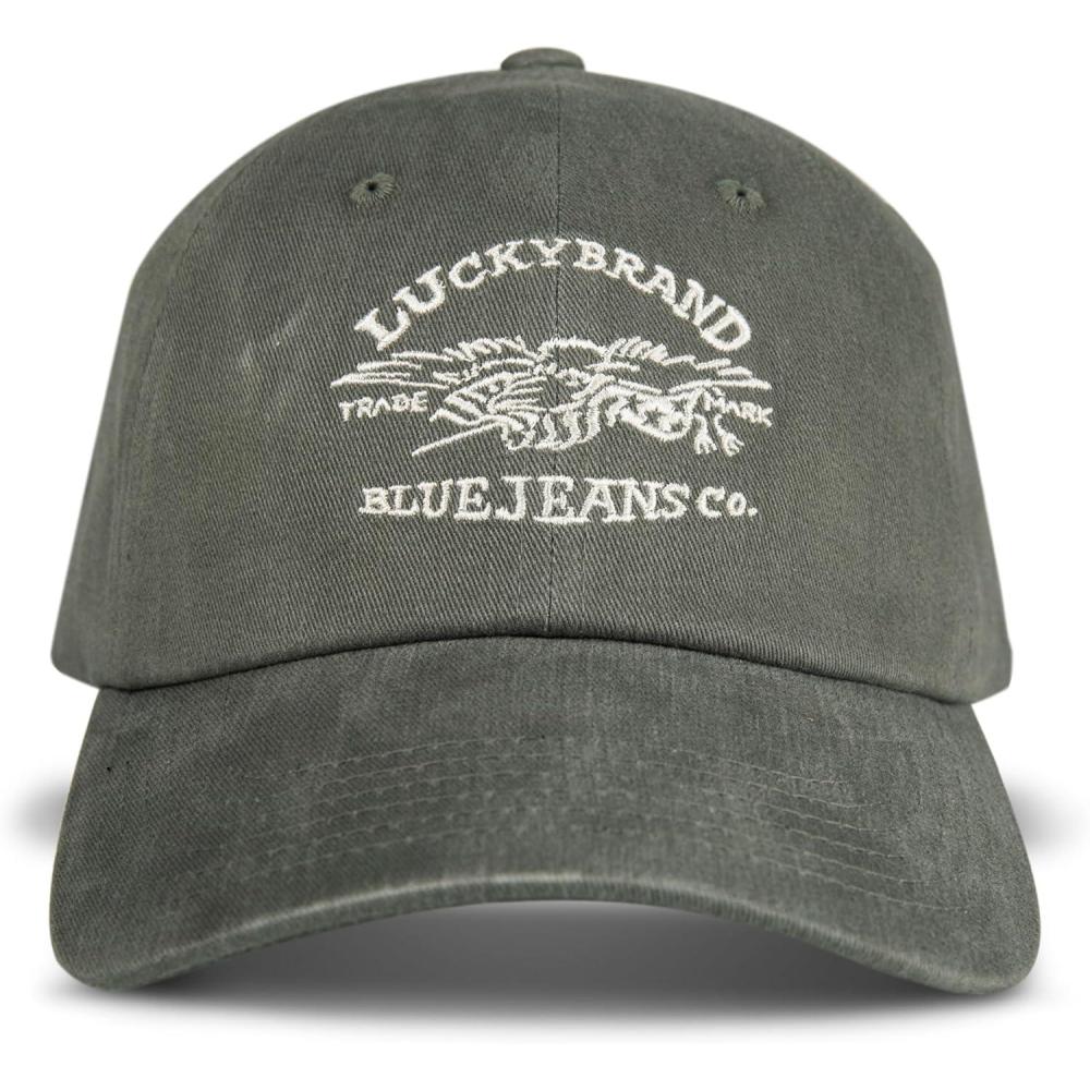 imageLucky Brand Classic Cotton Hat  Adjustable  Dad Hat  Baseball Cap  Golf  Fishing  Low Profile  5 Panel DesignBlue Jeans Co  Moss