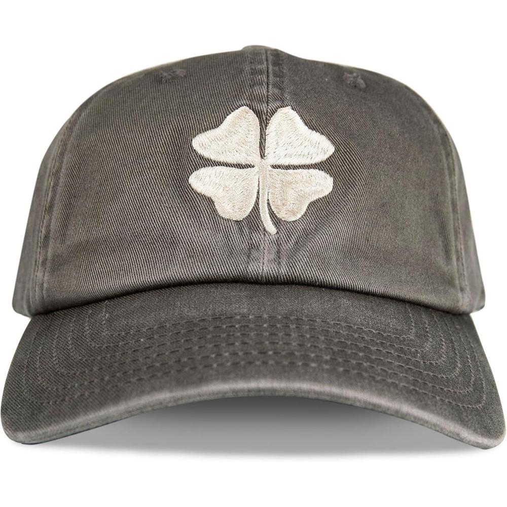 imageLucky Brand Classic Cotton Hat  Adjustable  Dad Hat  Baseball Cap  Golf  Fishing  Low Profile  5 Panel DesignClover  Charcoal Grey