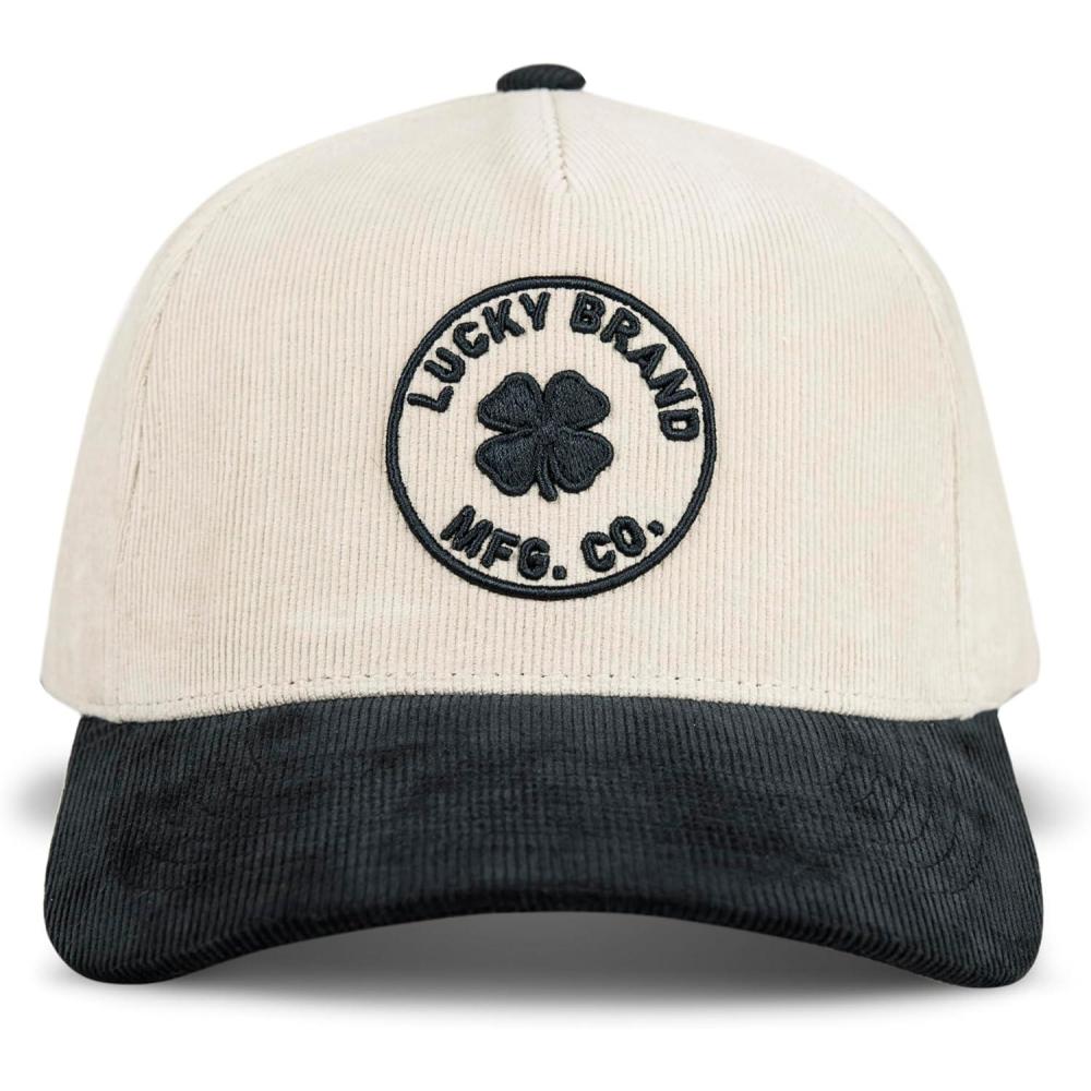 imageLucky Brand Classic Cotton Hat  Adjustable  Dad Hat  Baseball Cap  Golf  Fishing  Low Profile  5 Panel DesignMfg Co Embroidered  Cream