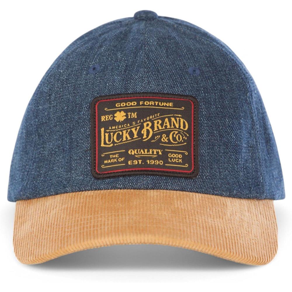 imageLucky Brand Classic Cotton Hat  Adjustable  Dad Hat  Baseball Cap  Golf  Fishing  Low Profile  5 Panel DesignVintage Denim  Tan
