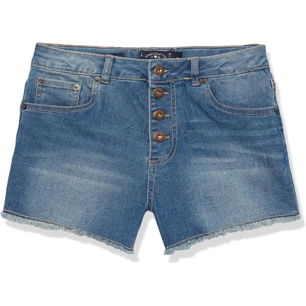 imageLucky Brand Girls Cuffed Jean Shorts Stretch Denim with 5 Pockets Mid to High Rise WaistAda High Waist