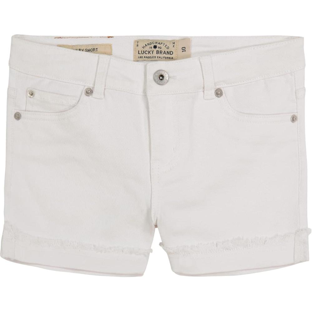 imageLucky Brand Girls Cuffed Jean Shorts Stretch Denim with 5 Pockets Mid to High Rise WaistJenna Bright White