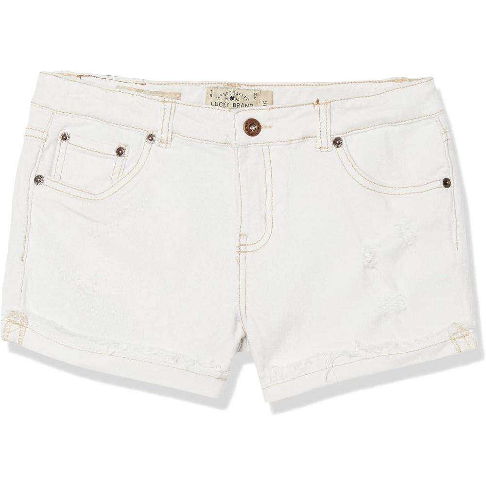 imageLucky Brand Girls Cuffed Jean Shorts Stretch Denim with 5 Pockets Mid to High Rise WaistRonnie White
