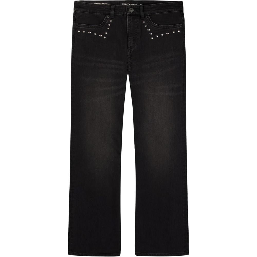 imageLucky Brand Girls High Rise Wide Flare Stretch Denim Jean Zipper Fly ampamp Button ClosureFaded Black