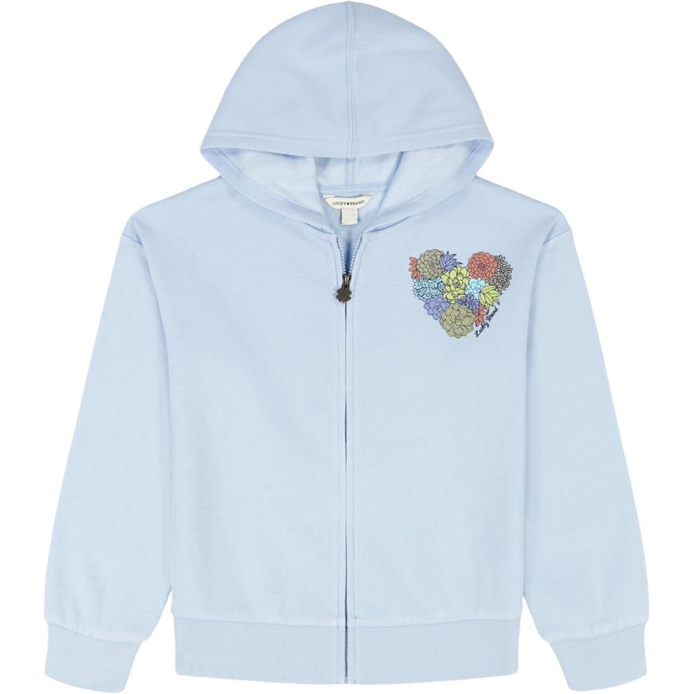 imageLucky Brand Girls Long Sleeve Fleece Full Zip Hoodie with Ribbed Cuffs ampamp WaistSucculent Heart