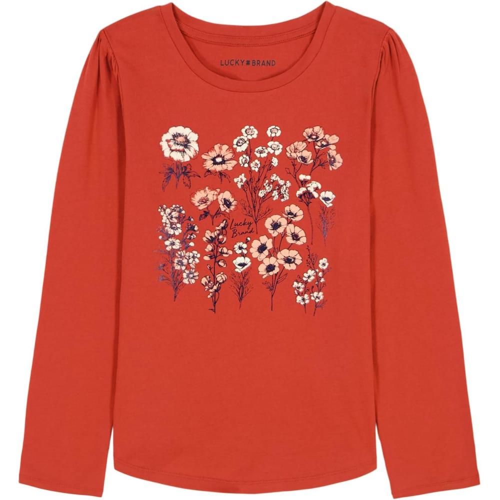 imageLucky Brand Girls Long Sleeve Graphic TShirt Tagless Cotton Tee with Fun DesignsBossa Nova Botanical