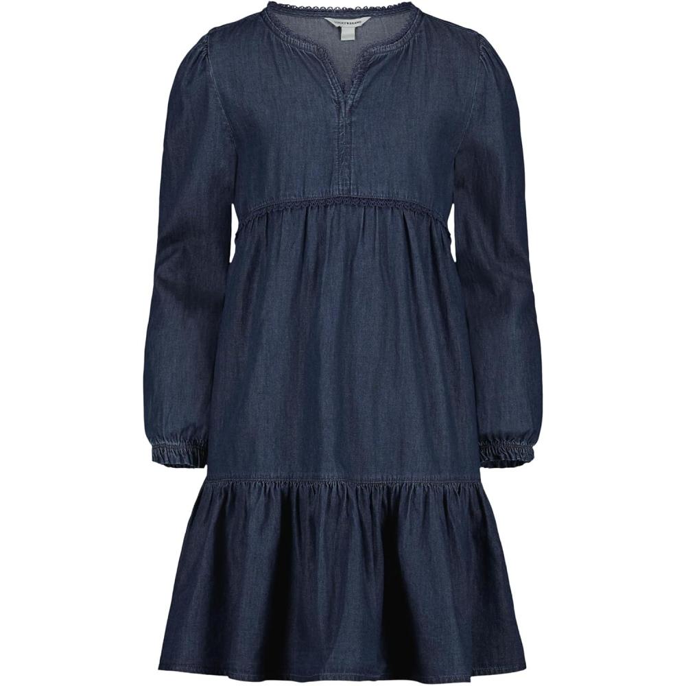 imageLucky Brand Girls Long Sleeve Lightweight Denim DressDark Wash