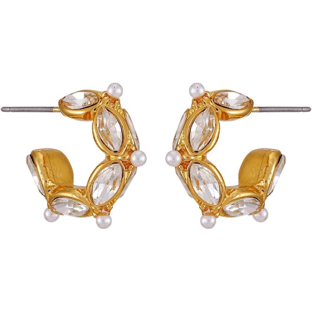 imageLucky Brand Hoop Earrings With Marquise Stones And Mini Imiatation Stones