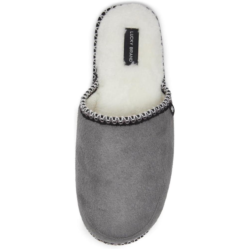 imageLucky Brand Memory Foam Rubber Sole Scuff Bedroom Slipper  Soft Comfy Mens Slippers  IndoorOutdoor Mens House SlippersGrey