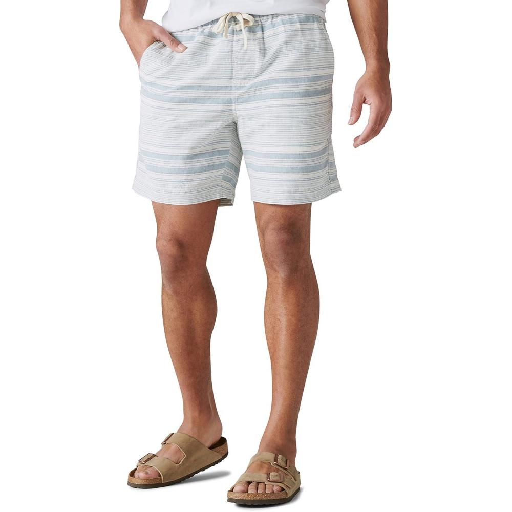 imageLucky Brand Mens 7quot Pull Up Linen ShortBlue Stripe