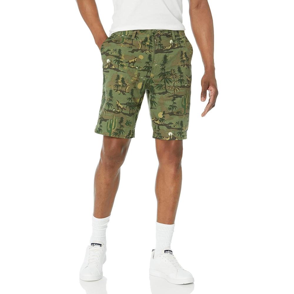 imageLucky Brand Mens 9quot Laguna Linen Flat Front ShortCamo Multi