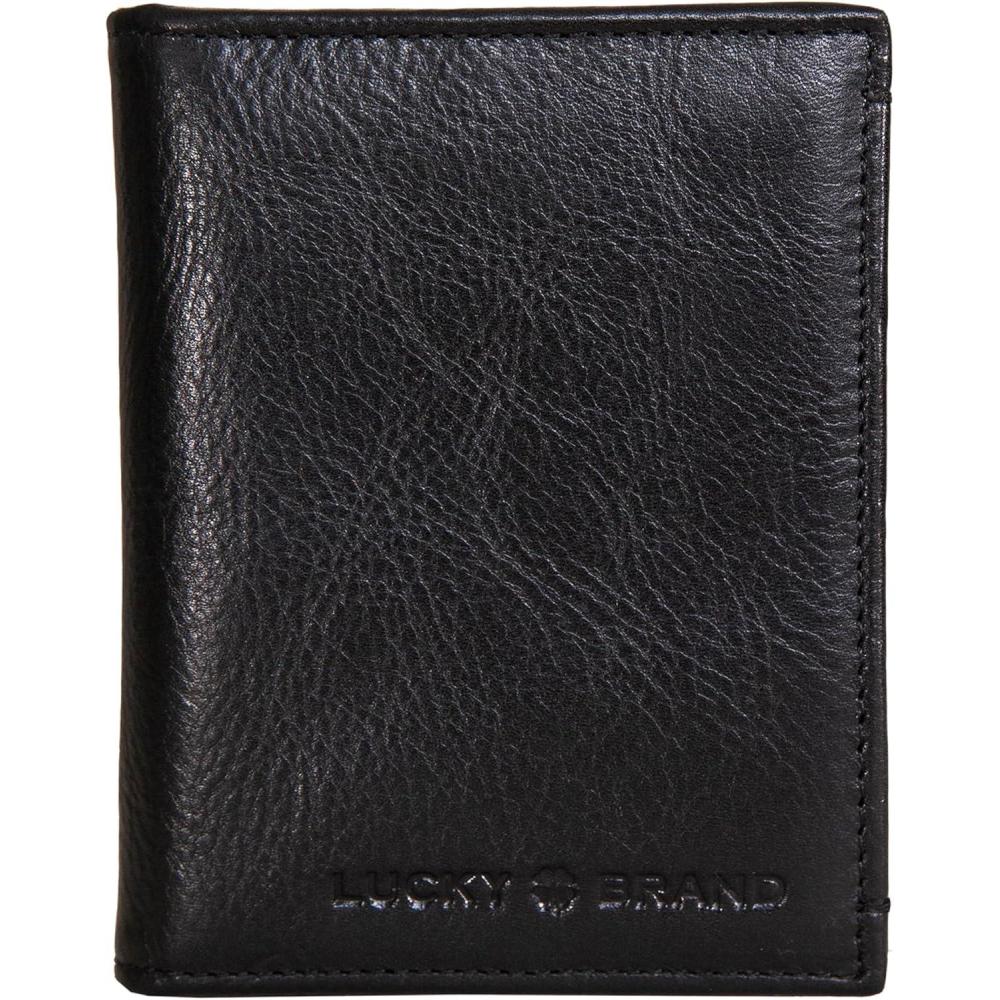 imageLucky Brand Mens Bifold Wallet  ID Window  Card Slots  Genuine Leather  Organization  Durable  StylishSmooth Leather  Black