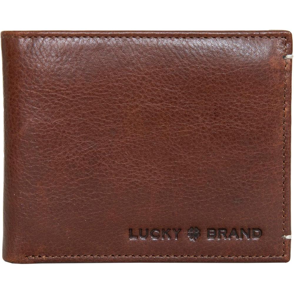 imageLucky Brand Mens Bifold Wallet  ID Window  Card Slots  Genuine Leather  Organization  Durable  StylishSmooth Leather  Brown Bifold