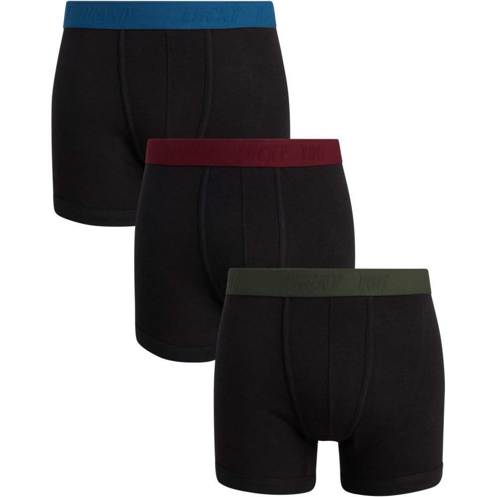 imageLucky Brand Mens Boxer Briefs  3 Pack Soft Mens Underwear Boxer Briefs with Contour Pouch  Breathable Boxers for MenJet Black Contrast