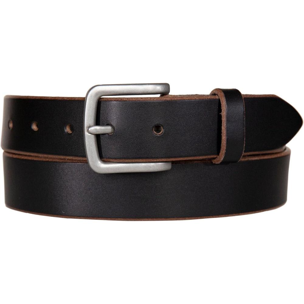 imageLucky Brand Mens Casual and Dress Leather Belts with Metal BuckleRaw Edge  Black