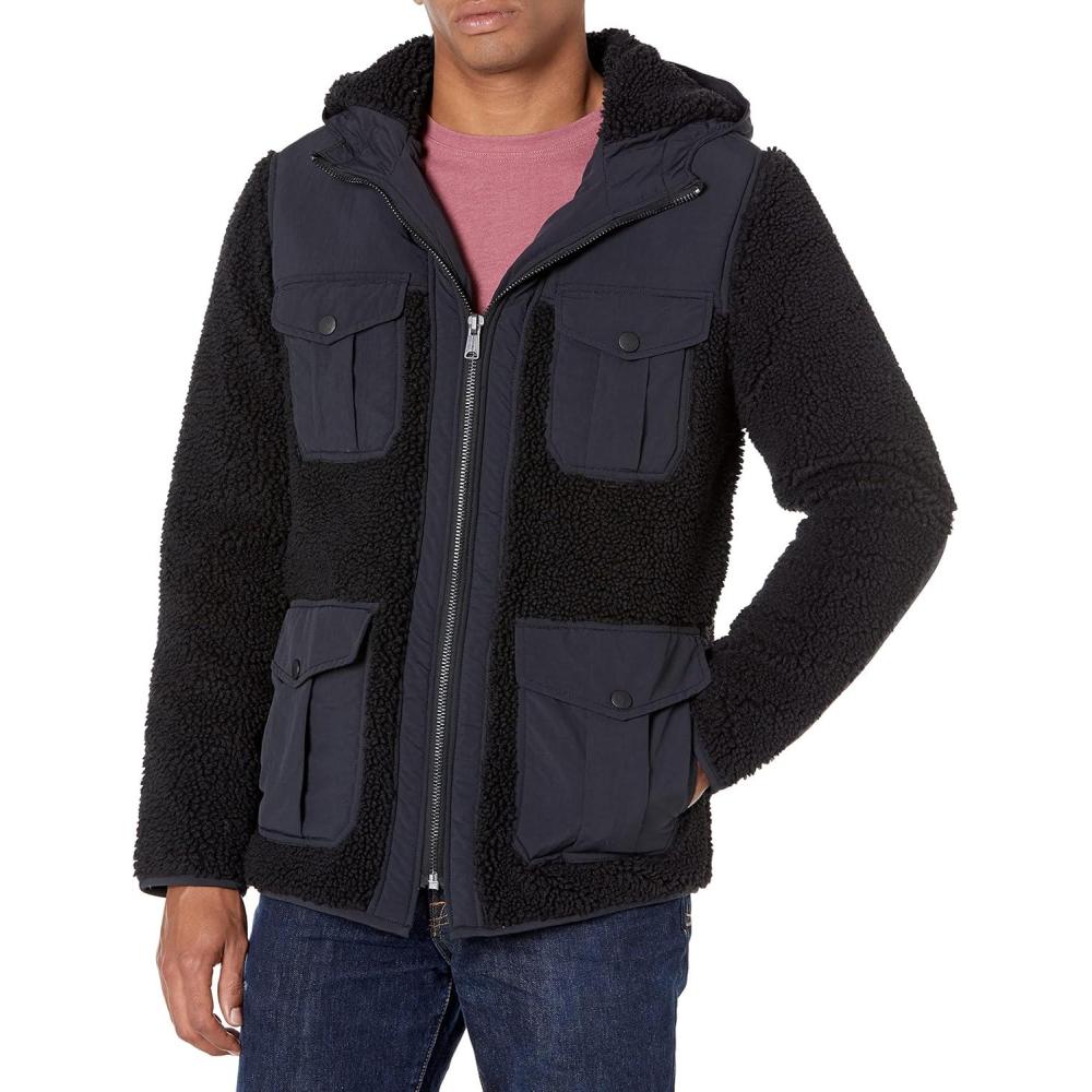 imageLucky Brand Mens Hooded Sherpa Jacket001 Black