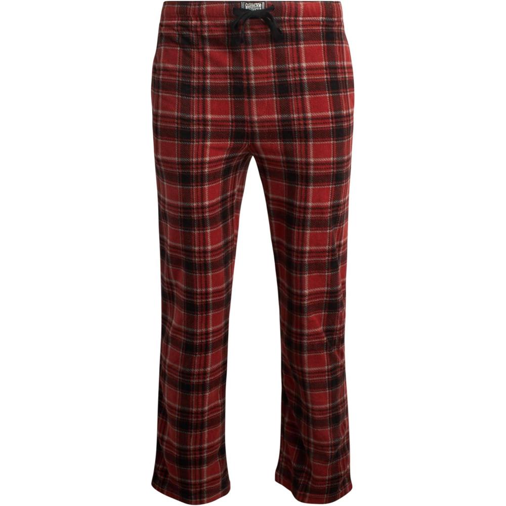 imageLucky Brand Mens Lightweight Plaid Fleece Pajama PantsRed Ochre