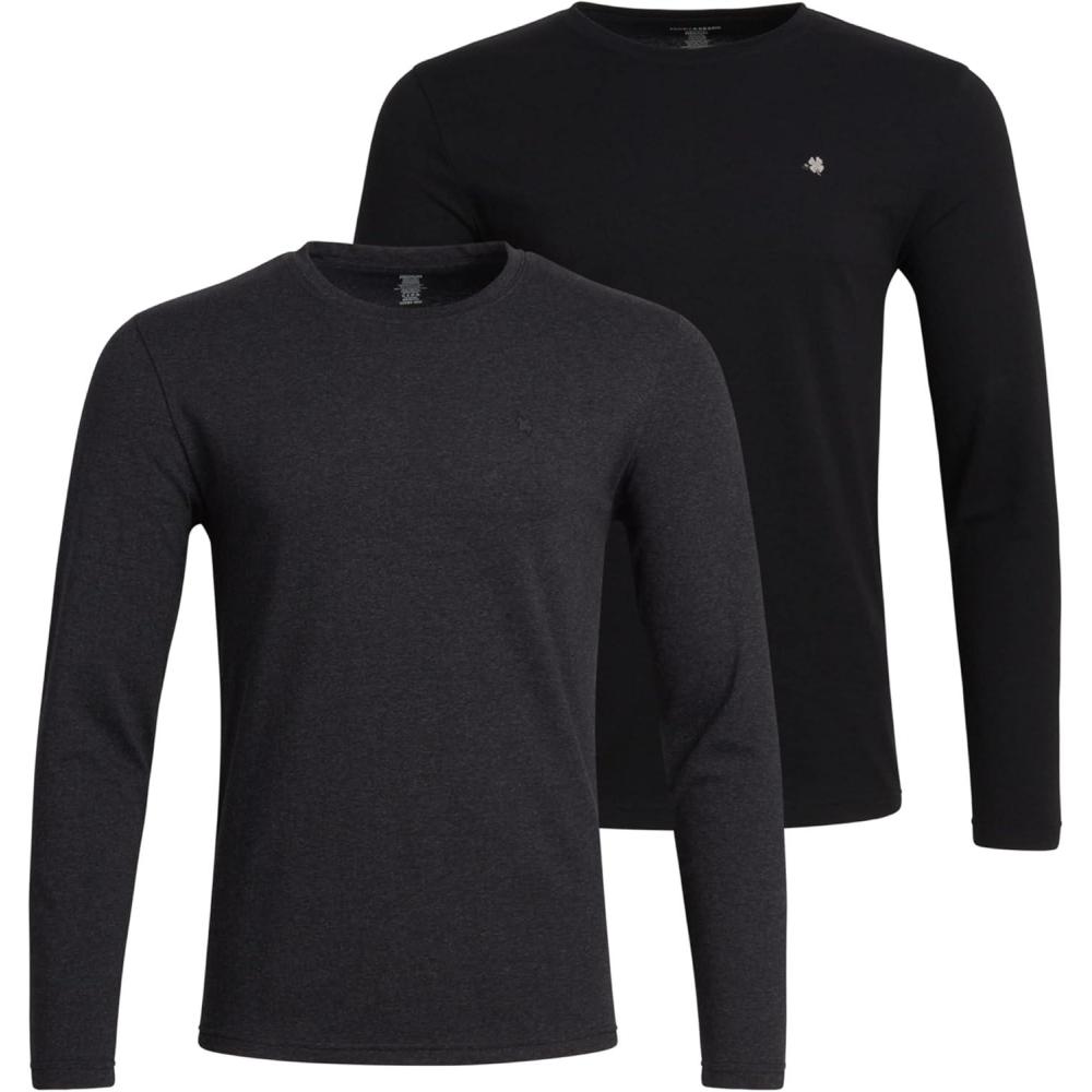 imageLucky Brand Mens Long Sleeve Tee Shirts  2 Pack Soft Crewneck Cotton Tees for Men  Lightweight Mens Shirts for LayeringCharcoalJet Black