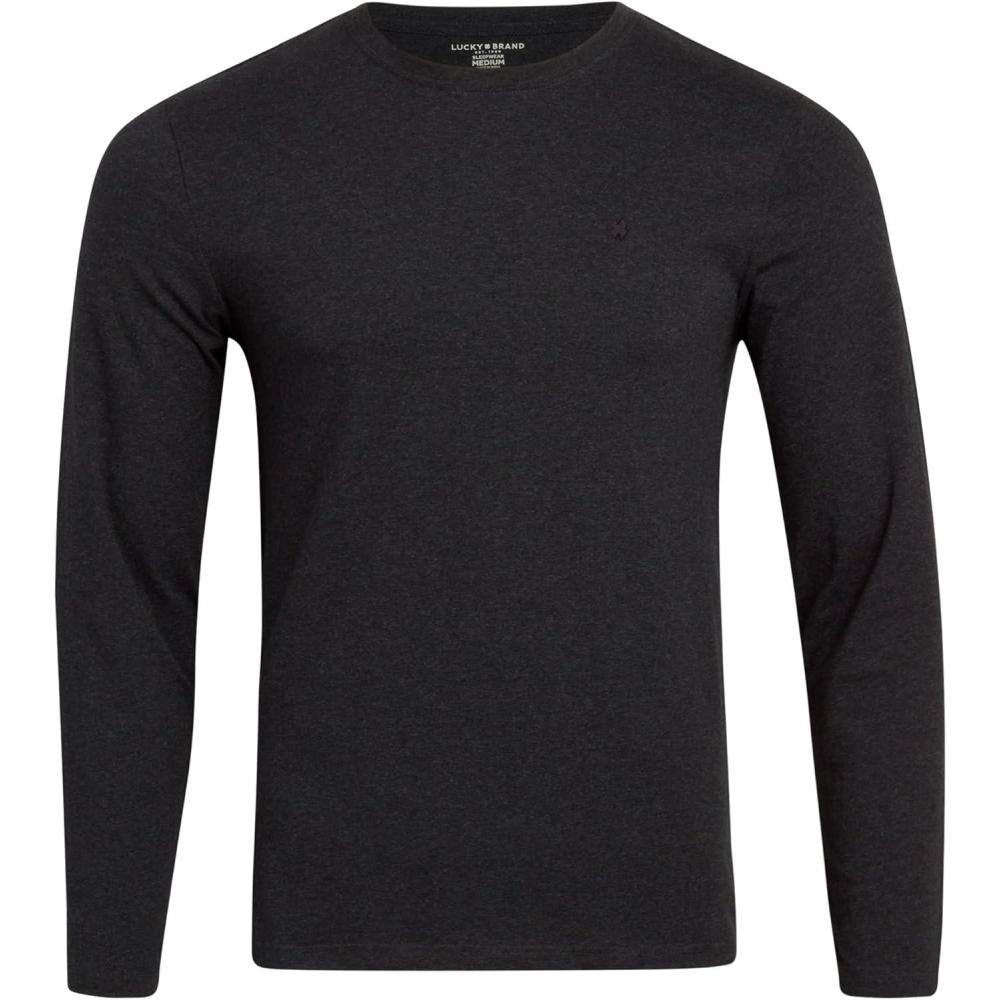 imageLucky Brand Mens Long Sleeve Tee Shirts Soft Crewneck Cotton Tees for Men  Lightweight Mens Shirts for Layering SXLCharcoal Heather