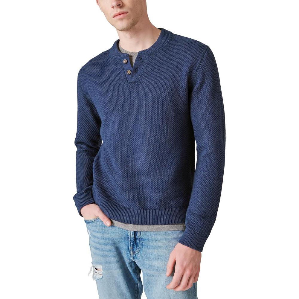 imageLucky Brand Mens Mens Cloud Soft Henley SweaterDark Denim